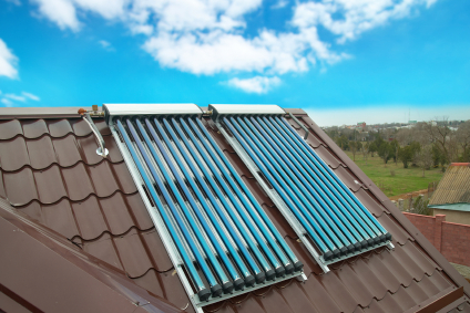 Solar Hot Water Heating System on Roof